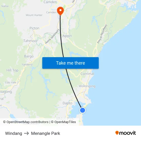 Windang to Menangle Park map