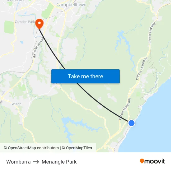 Wombarra to Menangle Park map