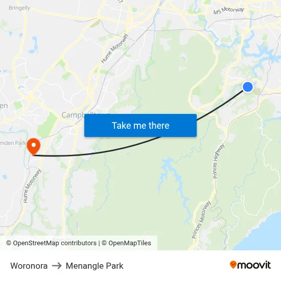 Woronora to Menangle Park map