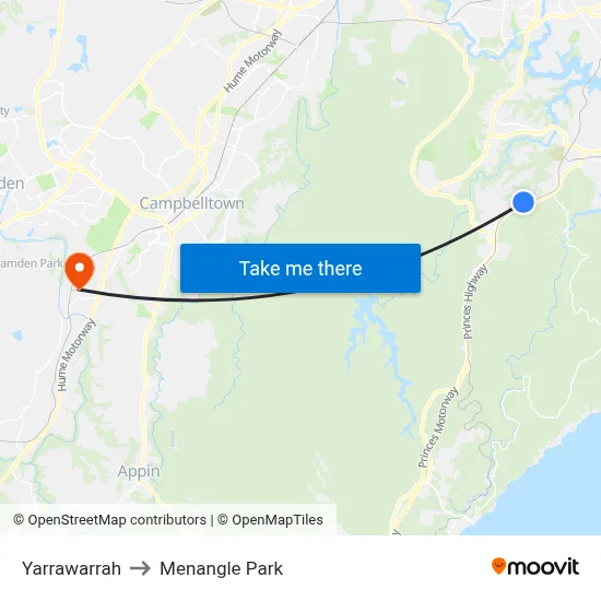 Yarrawarrah to Menangle Park map
