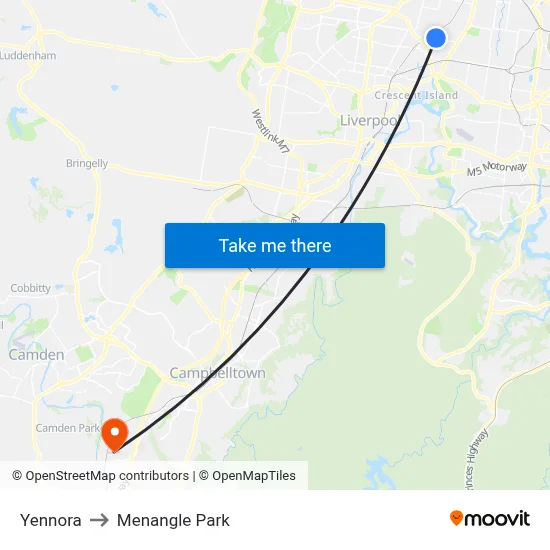 Yennora to Menangle Park map