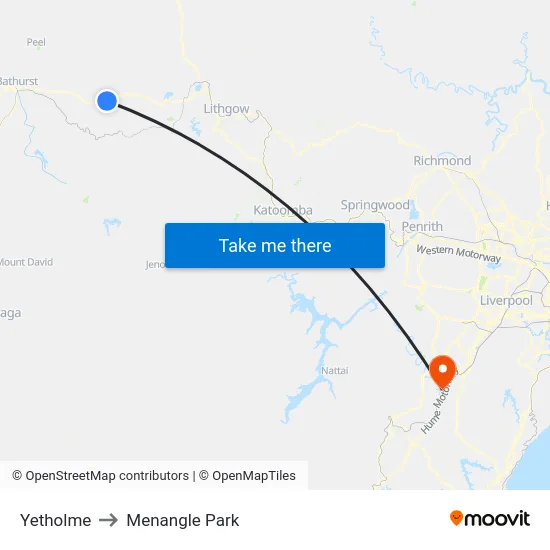 Yetholme to Menangle Park map