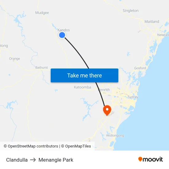 Clandulla to Menangle Park map