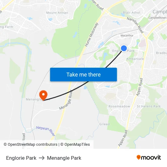 Englorie Park to Menangle Park map
