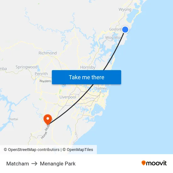 Matcham to Menangle Park map