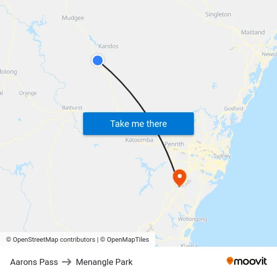 Aarons Pass to Menangle Park map