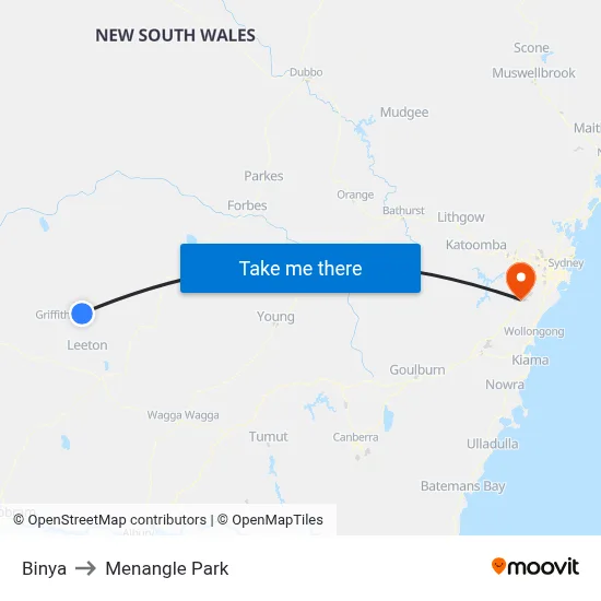 Binya to Menangle Park map