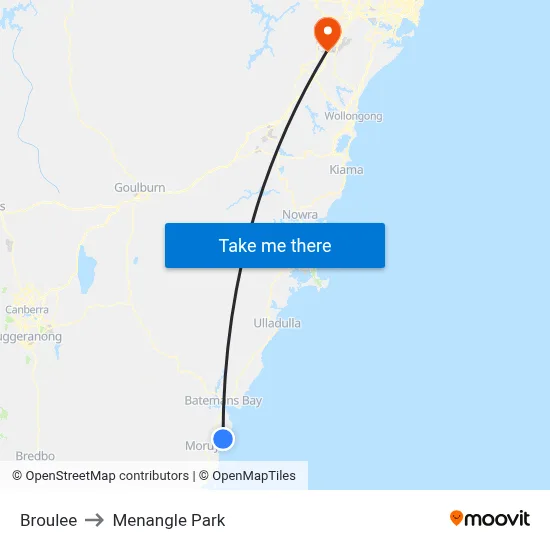 Broulee to Menangle Park map