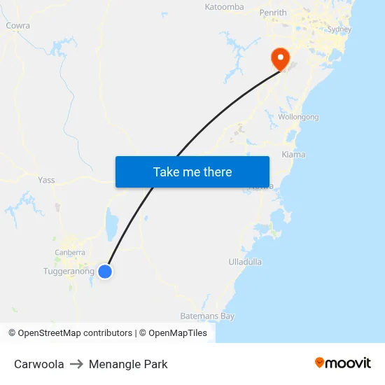 Carwoola to Menangle Park map