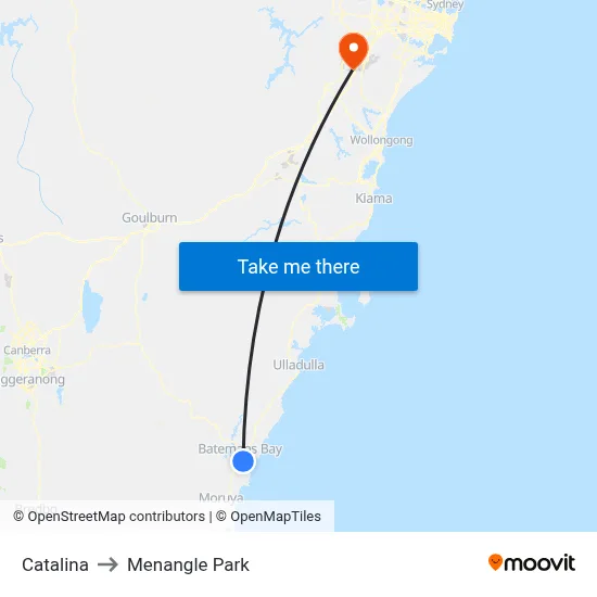 Catalina to Menangle Park map