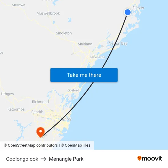 Coolongolook to Menangle Park map