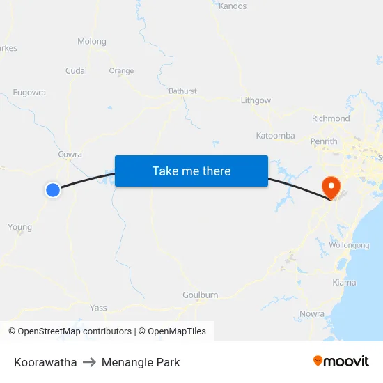 Koorawatha to Menangle Park map