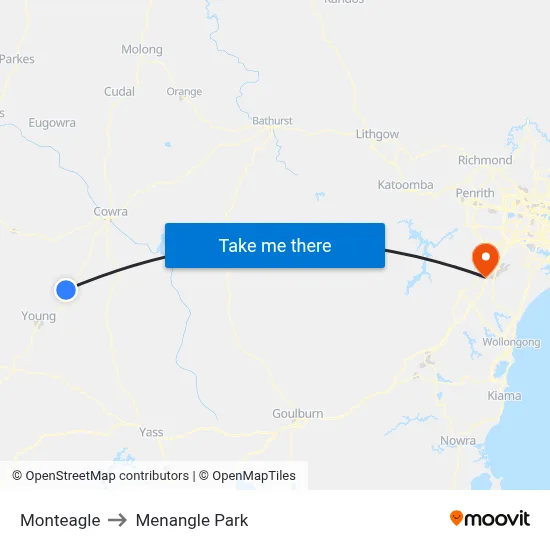 Monteagle to Menangle Park map