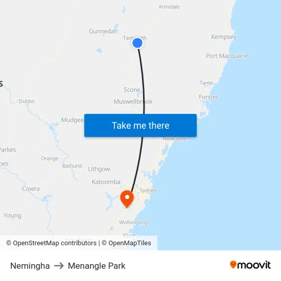 Nemingha to Menangle Park map