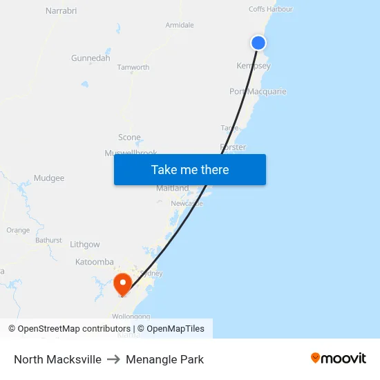 North Macksville to Menangle Park map