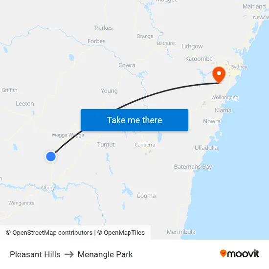 Pleasant Hills to Menangle Park map