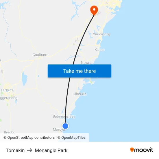 Tomakin to Menangle Park map