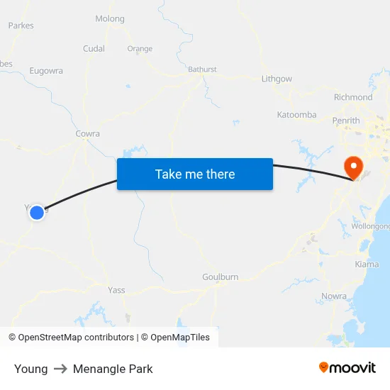 Young to Menangle Park map