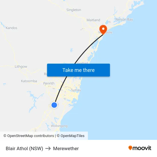 Blair Athol (NSW) to Merewether map