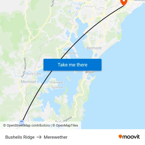Bushells Ridge to Merewether map
