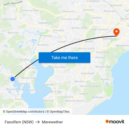 Fassifern (NSW) to Merewether map