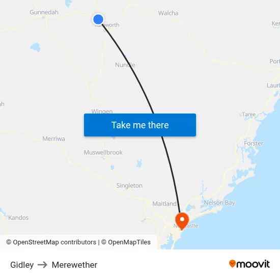 Gidley to Merewether map