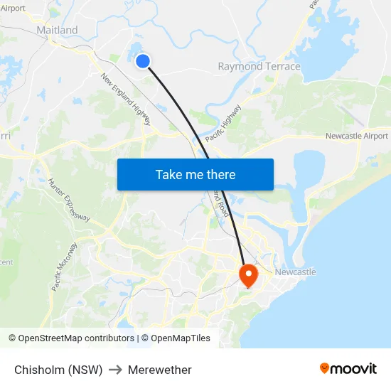 Chisholm (NSW) to Merewether map