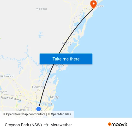 Croydon Park (NSW) to Merewether map