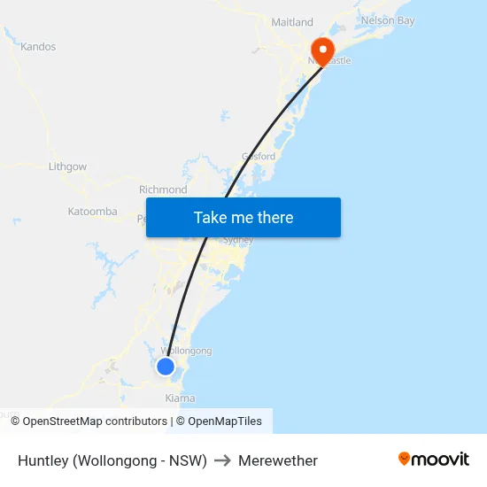 Huntley (Wollongong - NSW) to Merewether map