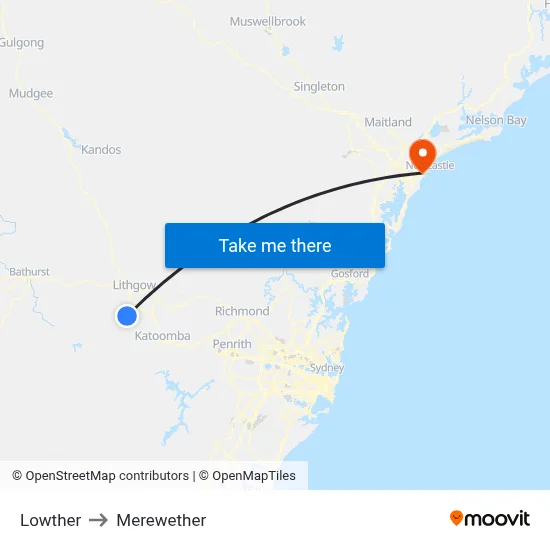 Lowther to Merewether map