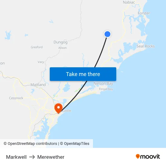 Markwell to Merewether map