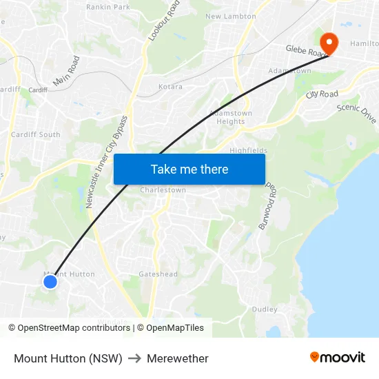Mount Hutton (NSW) to Merewether map