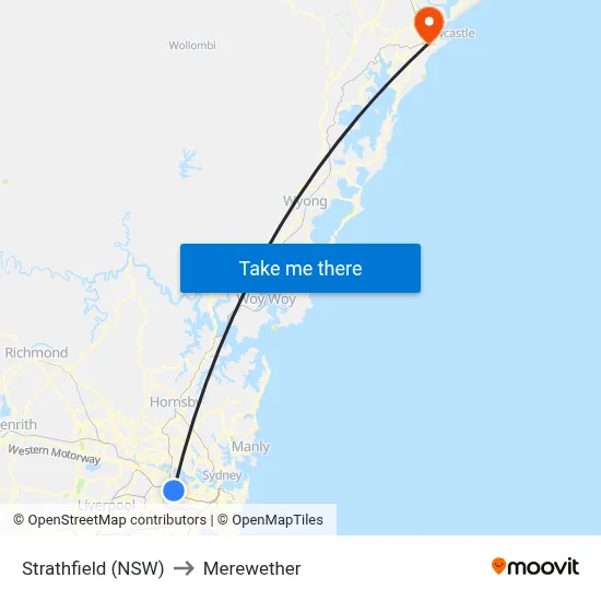 Strathfield (NSW) to Merewether map