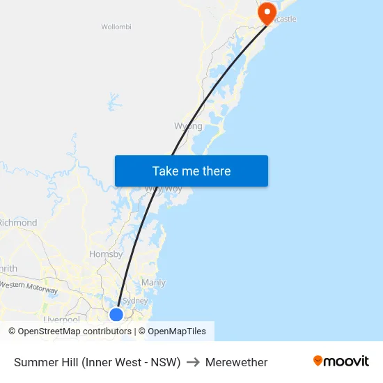 Summer Hill (Inner West - NSW) to Merewether map