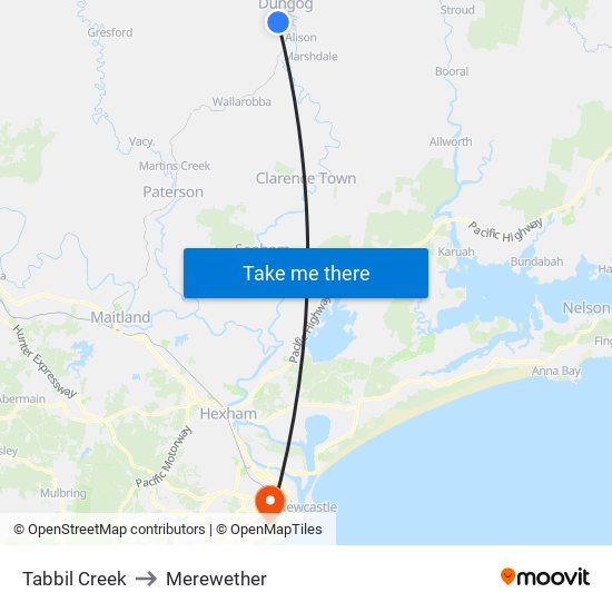 Tabbil Creek to Merewether map