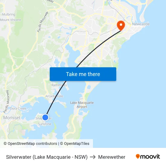 Silverwater (Lake Macquarie - NSW) to Merewether map