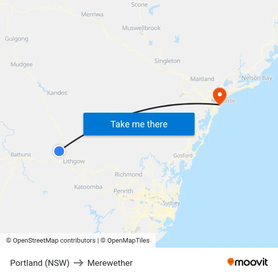 Portland (NSW) to Merewether map
