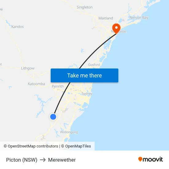 Picton (NSW) to Merewether map