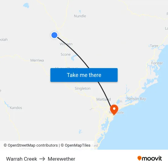 Warrah Creek to Merewether map