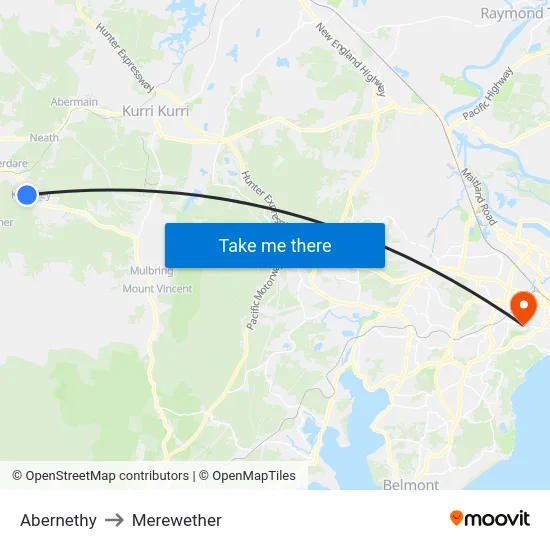 Abernethy to Merewether map