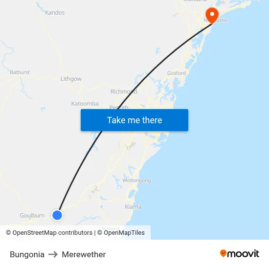 Bungonia to Merewether map