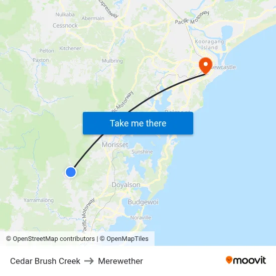 Cedar Brush Creek to Merewether map