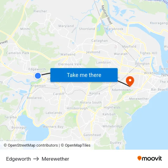 Edgeworth to Merewether map