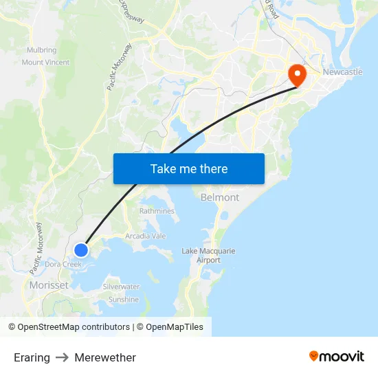 Eraring to Merewether map