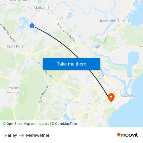 Farley to Merewether map