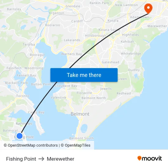 Fishing Point to Merewether map
