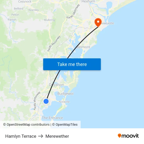 Hamlyn Terrace to Merewether map