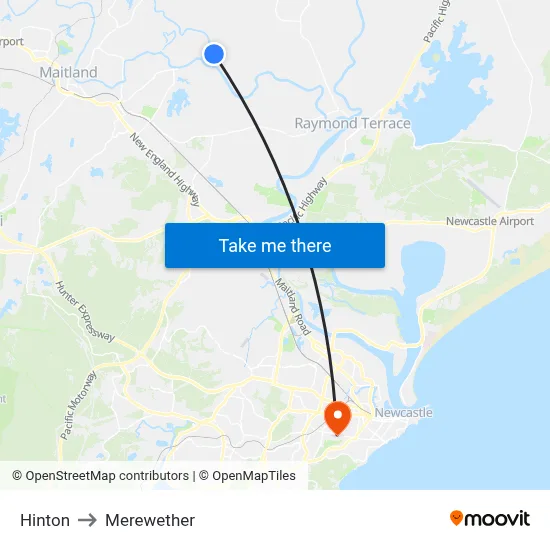 Hinton to Merewether map