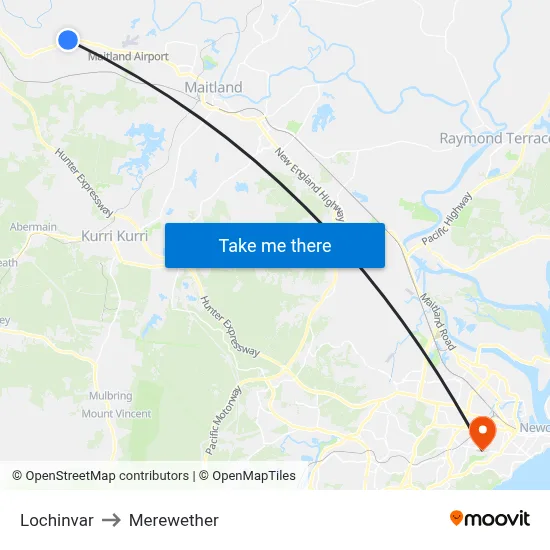Lochinvar to Merewether map