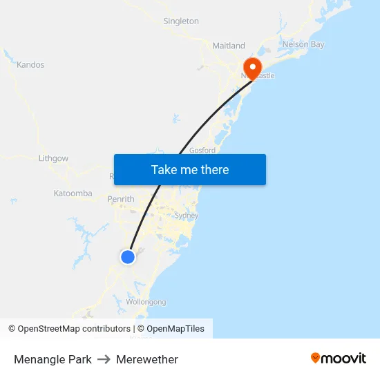 Menangle Park to Merewether map